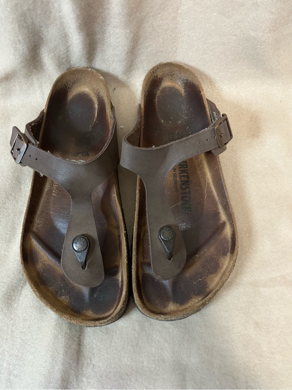 Birkenstock Gizeh Brown Leather Thong Sandals Sz 9/39 VGUC